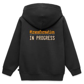 "Transformation in Progress" Teedesign für - Kinder Premium Organic Zip Hoodie - Schwarz - Hinten - AI Model Kid Male (0cm)