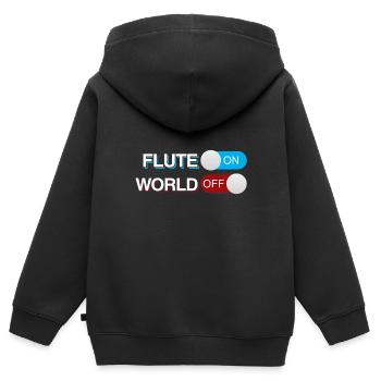 Flöte - Kinder Premium Organic Zip Hoodie - Schwarz - Hinten - AI Model Kid Male (0cm)