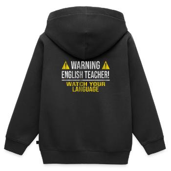 Englisch Lehrer - Kinder Premium Organic Zip Hoodie - Schwarz - Hinten - AI Model Kid Male (0cm)