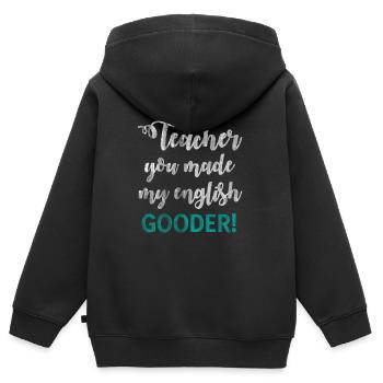 English teacher foreign language - Kids Premium Organic Zip-up Hoodie - black - Back - AI Model Kid Male (0cm)
