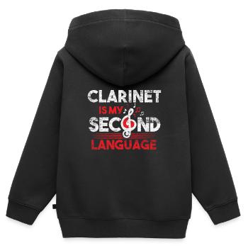 Clarinette - Sweat Premium à capuche zippé enfant bio - noir - Dos - AI Model Kid Male (0cm)