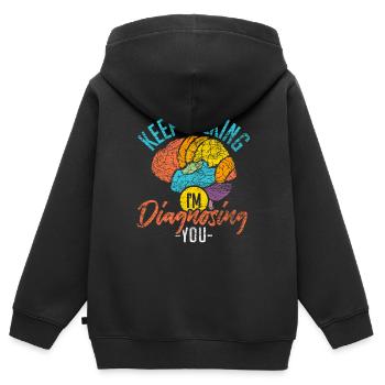 Causerie de psychologie - Sweat Premium à capuche zippé enfant bio - noir - Dos - AI Model Kid Male (0cm)