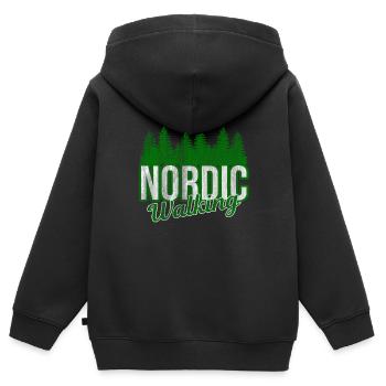 Marche nordique - Sweat Premium à capuche zippé enfant bio - noir - Dos - AI Model Kid Male (0cm)