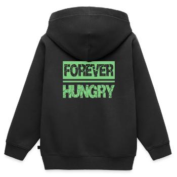 Hunger - Kinder Premium Organic Zip Hoodie - Schwarz - Hinten - AI Model Kid Male (0cm)