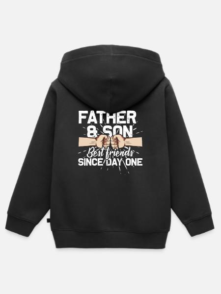 Père et fils - Premium børne zip-hættetrøje økologisk - sort