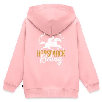equitazione - Felpa Premium con cappuccio con zip bambino bio - rosa - Retro - AI Model Kid Female (0cm)