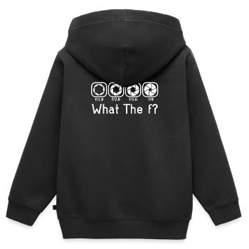 Fotografie - Kinder Premium Organic Zip Hoodie - Schwarz - Hinten - AI Model Kid Male (0cm)