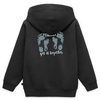 Cohésion familiale - Sweat Premium à capuche zippé enfant bio - noir - Dos - AI Model Kid Male (0cm)