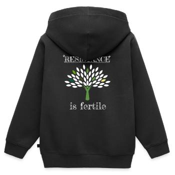 Resistance is fertile - Kids Premium Organic Zip-up Hoodie - black - Back - AI Model Kid Male (0cm)