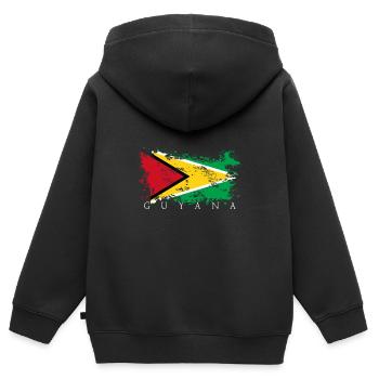 Drapeau de voyage Guyana Georgetown - Sweat Premium à capuche zippé enfant bio - noir - Dos - AI Model Kid Male (0cm)