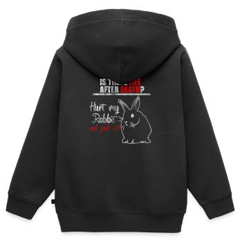 Kaninchen Besitzer - Kinder Premium Organic Zip Hoodie - Schwarz - Hinten - AI Model Kid Male (0cm)