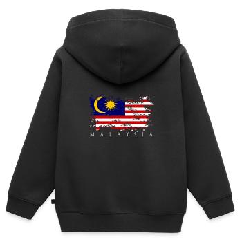 Malaisie Asie Drapeau Bannière Personnes État Pays Fierté - Sweat Premium à capuche zippé enfant bio - noir - Dos - AI Model Kid Male (0cm)