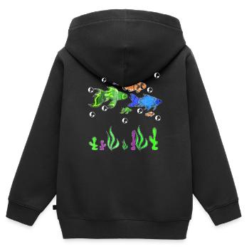 Aquarium Meeresbewohner - Kinder Premium Organic Zip Hoodie - Schwarz - Hinten - AI Model Kid Male (0cm)