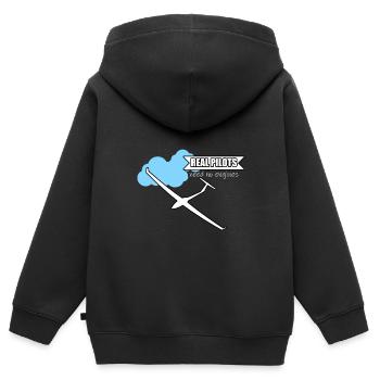 Segelflugzeug Motor - Kinder Premium Organic Zip Hoodie - Schwarz - Hinten - AI Model Kid Male (0cm)