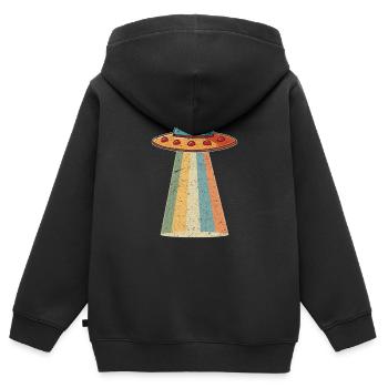 Vaisseau spatial extraterrestre - Sweat Premium à capuche zippé enfant bio - noir - Dos - AI Model Kid Male (0cm)