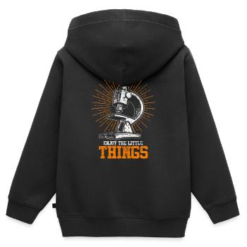 Microscope de biologie - Sweat Premium à capuche zippé enfant bio - noir - Dos - AI Model Kid Male (0cm)