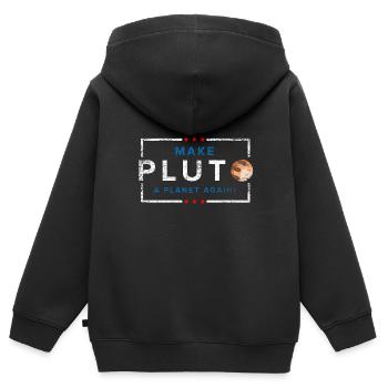 Planète Pluton - Sweat Premium à capuche zippé enfant bio - noir - Dos - AI Model Kid Male (0cm)