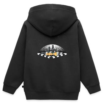 Schach Schachbrett - Kinder Premium Organic Zip Hoodie - Schwarz - Hinten - AI Model Kid Male (0cm)