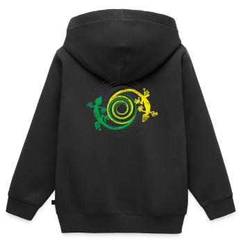 Gecko créatures - Sweat Premium à capuche zippé enfant bio - noir - Dos - AI Model Kid Male (0cm)