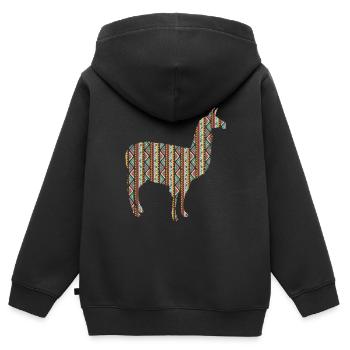 Lama Südamerika - Kinder Premium Organic Zip Hoodie - Schwarz - Hinten - AI Model Kid Male (0cm)