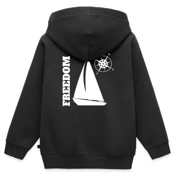 Segelschiff - Kinder Premium Organic Zip Hoodie - Schwarz - Hinten - AI Model Kid Male (0cm)