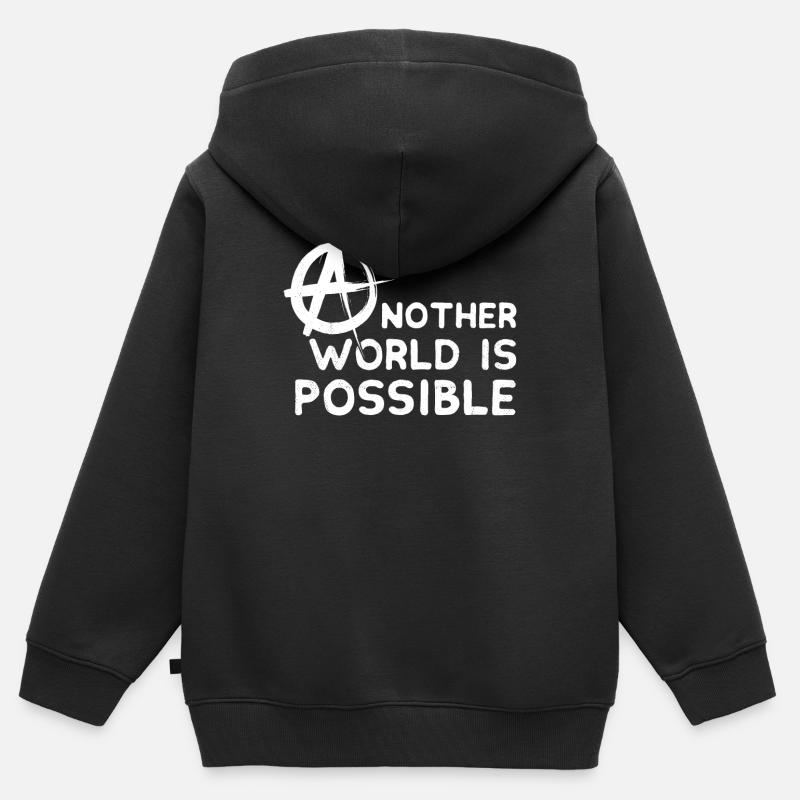 anarchie - Sweat Premium à capuche zippé enfant bio - noir