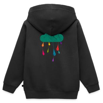 Regen Wolken Regentropfen Regenbogen Vielfalt - Kinder Premium Organic Zip Hoodie - Schwarz - Hinten - AI Model Kid Male (0cm)