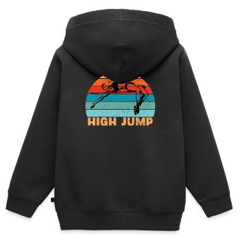 Hochsprung Leichtathletik - Kinder Premium Organic Zip Hoodie - Schwarz - Hinten - AI Model Kid Male (0cm)