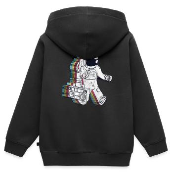 Astronaute Space Space Space Musique Hipster - Sweat Premium à capuche zippé enfant bio - noir - Dos - AI Model Kid Male (0cm)