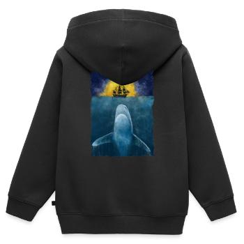 Weißer Hai Wal Ozean Meer Schiff Boot Surreal - Kinder Premium Organic Zip Hoodie - Schwarz - Hinten - AI Model Kid Male (0cm)