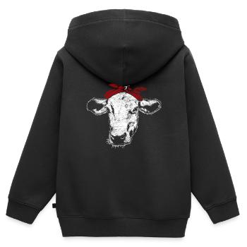 Kuh - Kinder Premium Organic Zip Hoodie - Schwarz - Hinten - AI Model Kid Male (0cm)