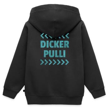 DICKER PULLI - Kinder Premium Organic Zip Hoodie - Schwarz - Hinten - AI Model Kid Male (0cm)