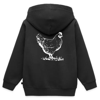 Huhn Tier - Kinder Premium Organic Zip Hoodie - Schwarz - Hinten - AI Model Kid Male (0cm)
