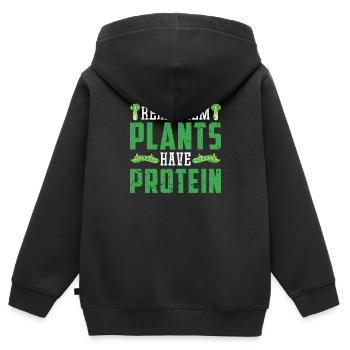 Vegetarier Ausgewogene Ernährung - Kinder Premium Organic Zip Hoodie - Schwarz - Hinten - AI Model Kid Male (0cm)