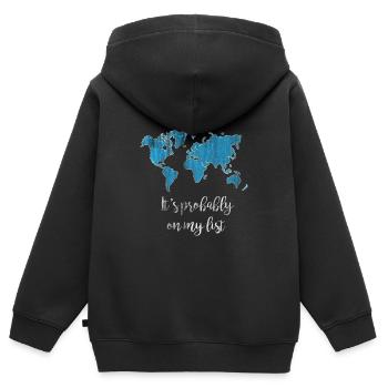 Reisen - Kinder Premium Organic Zip Hoodie - Schwarz - Hinten - AI Model Kid Male (0cm)
