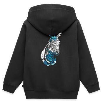 Zebra - Kinder Premium Organic Zip Hoodie - Schwarz - Hinten - AI Model Kid Male (0cm)
