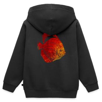 Poisson - Sweat Premium à capuche zippé enfant bio - noir - Dos - AI Model Kid Male (0cm)