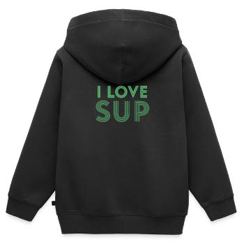 SUP - Sweat Premium à capuche zippé enfant bio - noir - Dos - AI Model Kid Male (0cm)