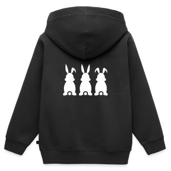 Oreilles de lapin - Sweat Premium à capuche zippé enfant bio - noir - Dos - AI Model Kid Male (0cm)