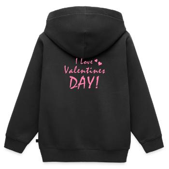Valentine Valentine Valentine Saint Valentin Date - Sweat Premium à capuche zippé enfant bio - noir - Dos - AI Model Kid Male (0cm)