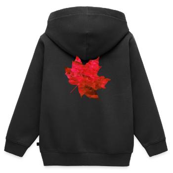 Érable Rouge Polygone - Sweat Premium à capuche zippé enfant bio - noir - Dos - AI Model Kid Male (0cm)