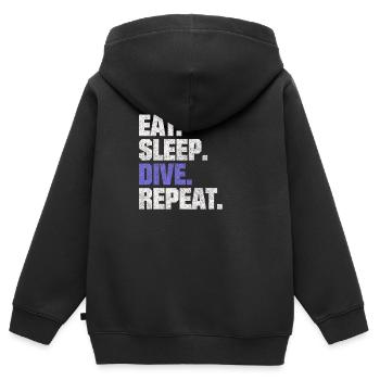 EAT SLEEP DIVE REPEAT DIVING DIVERS SCUBA DIVING - Sweat Premium à capuche zippé enfant bio - noir - Dos - AI Model Kid Male (0cm)