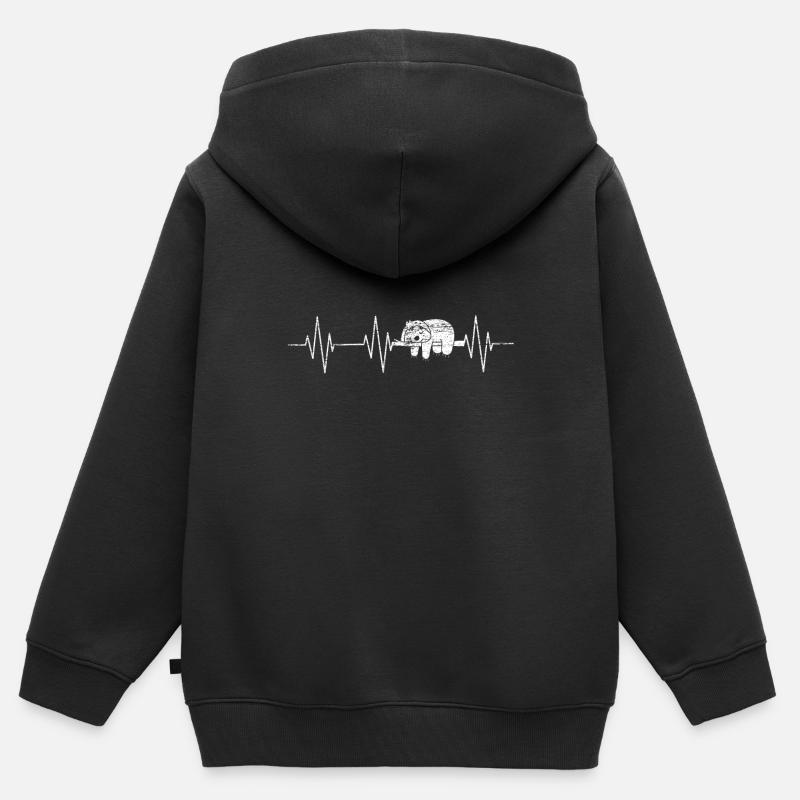 Rythme cardiaque paresseux - Sweat Premium à capuche zippé enfant bio - noir