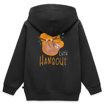 Sloth pressé - Sweat Premium à capuche zippé enfant bio - noir - Dos - AI Model Kid Male (0cm)