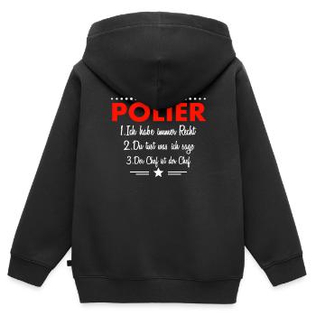 Travaux de construction de routes de chantier polies Construction de bâtiments Pflasterer - Sweat Premium à capuche zippé enfant bio - noir - Dos - AI Model Kid Male (0cm)