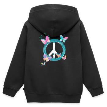 Peacezeichen Schmetterlinge - Kinder Premium Organic Zip Hoodie - Schwarz - Hinten - AI Model Kid Male (0cm)