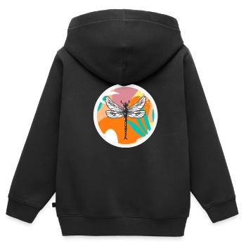 Libelle Tierliebhaber - Kinder Premium Organic Zip Hoodie - Schwarz - Hinten - AI Model Kid Male (0cm)
