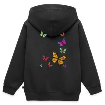 Essaim de papillons - Sweat Premium à capuche zippé enfant bio - noir - Dos - AI Model Kid Male (0cm)