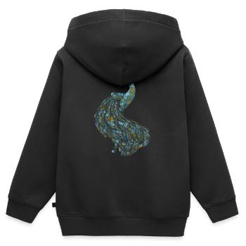 Paon animal de compagnie - Sweat Premium à capuche zippé enfant bio - noir - Dos - AI Model Kid Male (0cm)