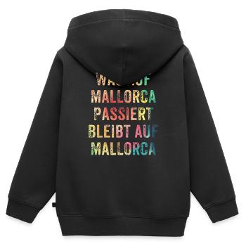 Cadeau de T-shirt de vacances d'été à Majorque - Sweat Premium à capuche zippé enfant bio - noir - Dos - AI Model Kid Male (0cm)
